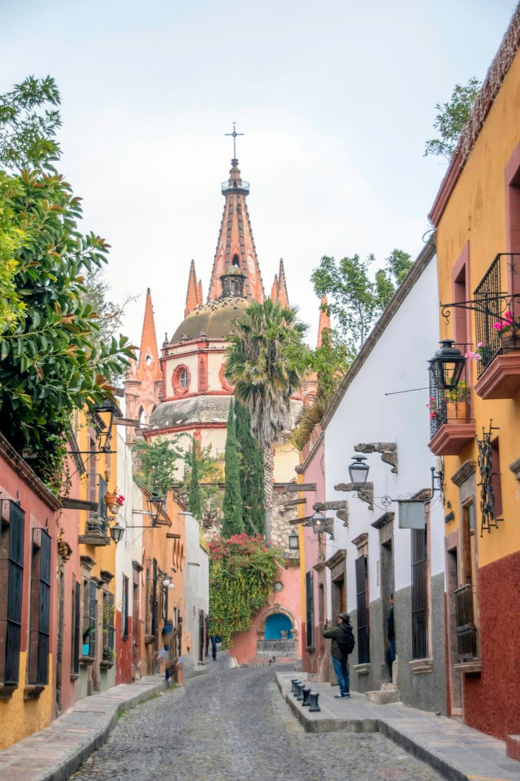 La Parroquia and a tiled dome rising over leafy Calle Aldama